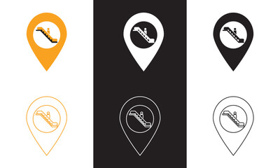 Escalator icon. Escalator  design symbol for apps and websites.  isolated on white and black background. vector illustration. EPS 10