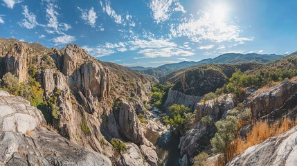 Fototapeta premium Breathtaking Panoramic View of a Serene Canyon Landscape