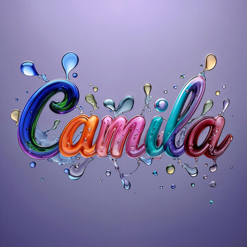 Name 'Camila' Rendered in Vibrant Liquid Rainbow Font