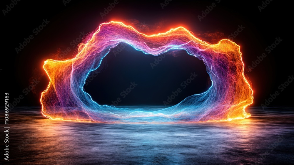 Poster dynamic electric wave formation abstract art digital creation studio environment artistic concept