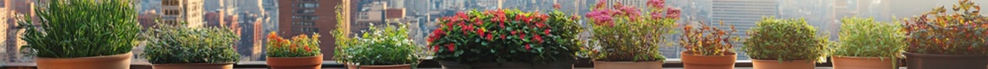 Vibrant Urban Balcony Garden with Colorful Potted Plants