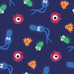 Seamless pattern with bacteria. Design for fabric, textile, wallpaper, packaging	
