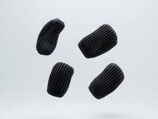 Floating Black Knitted Hats - Cozy Winter Fashion