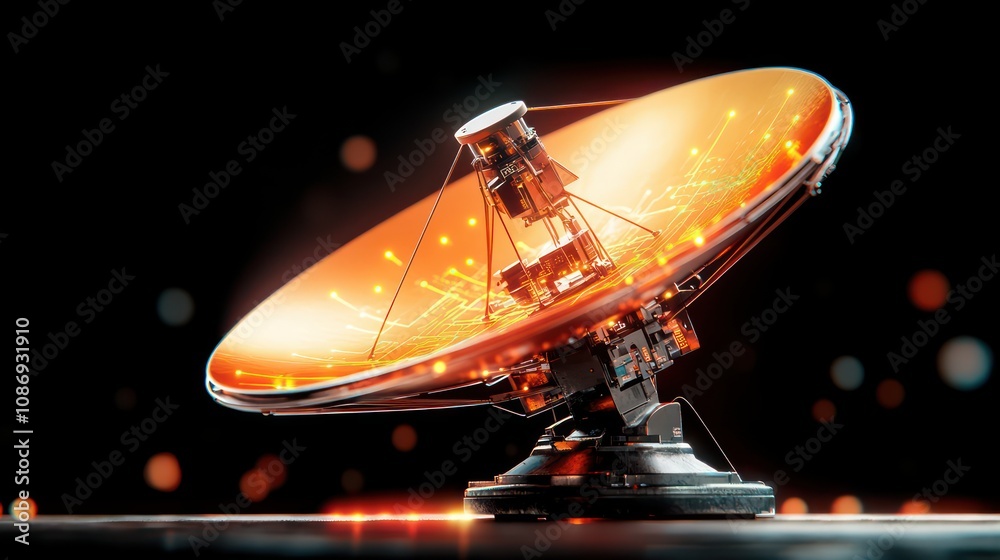 Aufkleber Innovative satellite technology future lab 3d render futuristic environment close-up view conceptual art