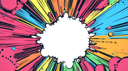 Empty comic-style background frame against transparent background for adding a playful and dynamic element to graphic designs or illustrations