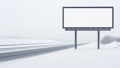 Fototapeta premium Empty Billboard on Snowy Highway