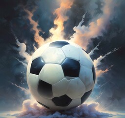 Fototapeta premium Illustration of glowing football ball.