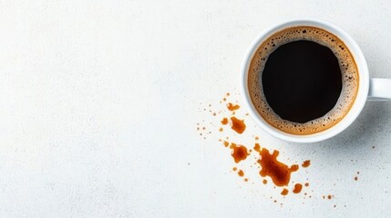 Coffee spill incident home kitchen beverage photography minimalist environment close-up view everyday life