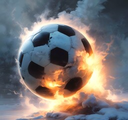 Fototapeta premium Illustration of glowing football ball.