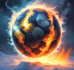 Fototapeta premium Illustration of glowing football ball.