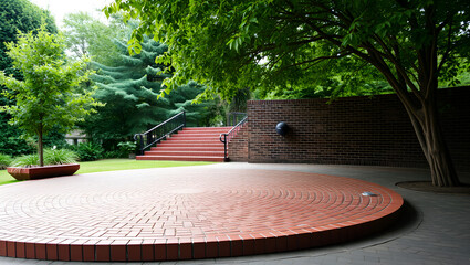 concave red brick platform