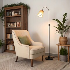 Cozy corner with a chair and lamp for reading