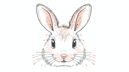 Cute Childish Rabbit Face Vector Illustration