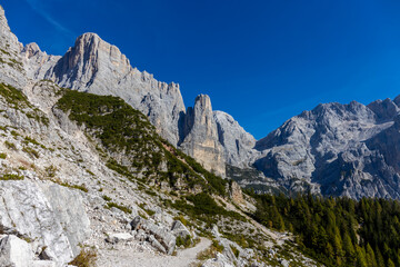 Monte Civetta in the Dolomites is a prominent mountain known for its vertical rock walls and alpine...