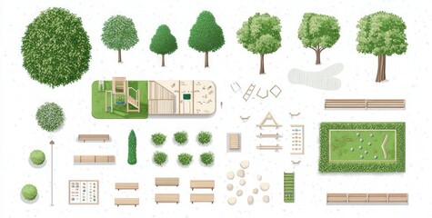 Park Design Elements - Top View Illustration