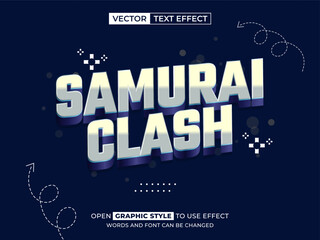 samurai clash editable text, font effect, 3d text for title