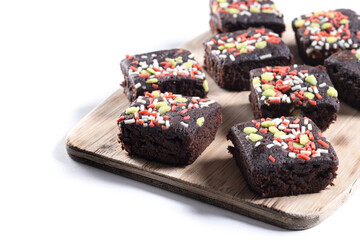 Christmas brownie isolated on white background