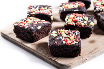 Christmas brownie isolated on white background