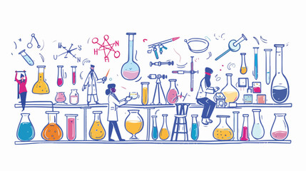 Scientist Collage Working Liquids Labor