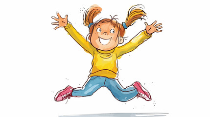 Smiling Child in Playful Mood, Hand-drawn Illustration