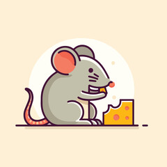 vector image of a cute mouse eating cheese