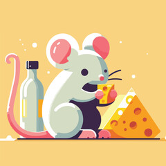 vector image of a cute mouse eating cheese