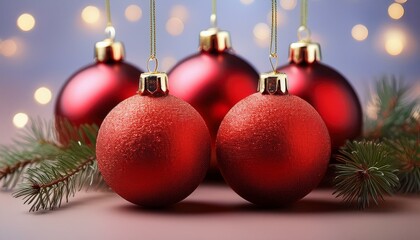 Fototapeta premium Red baubles for Christmas tree decoration