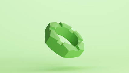 Green bionic hardware bolt screw shape component technology design element neutral monochrome pale light mint tones pastel green background 3d illustration render	
