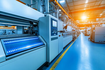 Obraz premium Industrial factory with workers operating machine