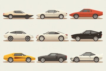 Fototapeta premium Evolution of Futuristic Cars: A Visual Journey Through Time