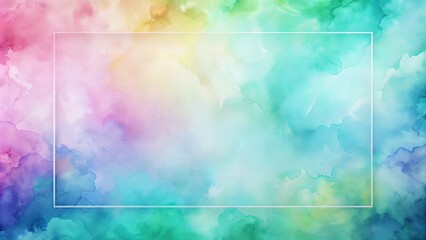 Obraz premium Pastel Watercolor Background with a Subtle Rectangular Frame for Design Projects