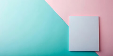 Naklejka premium A light blue square on a teal and pink background