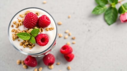 Delightful Raspberry Yogurt Parfait with Granola and Fresh Berries - Perfect for a Healthy Breakfast or Snack