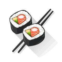 Sushi motion graphic flat-design vector animation style, in white background, Chinese food © Sabellatint