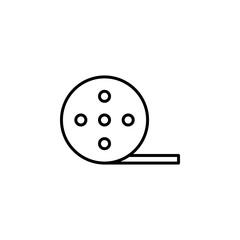 Outline icon of a film reel, ideal for cinema, entertainment, and video production themes