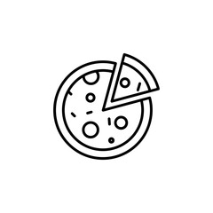 Outline icon of a pizza slice, perfect for food, restaurant, or Italian cuisine themes.