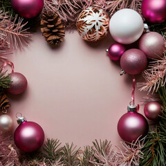 a wreath with a pink ribbon and a wreath that says christmas on it.