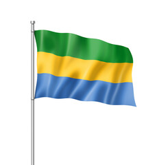 Gabonese flag isolated on white
