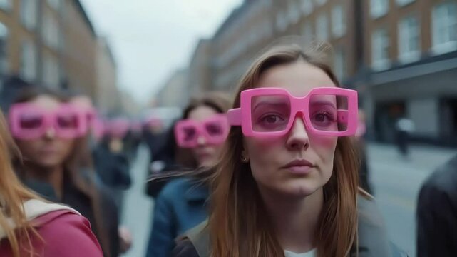 a group of naive people in rose-colored glasses