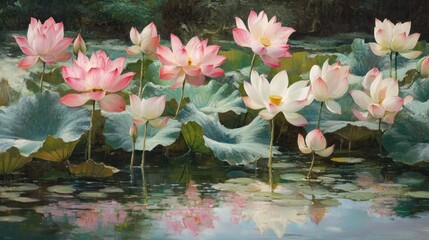 Serene Lotus Pond: A Masterpiece of Floral Art