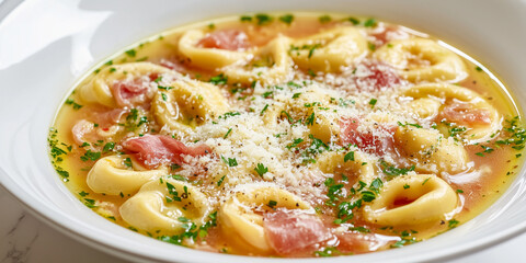 Tortellini in Broth with Prosciutto and Parmesan