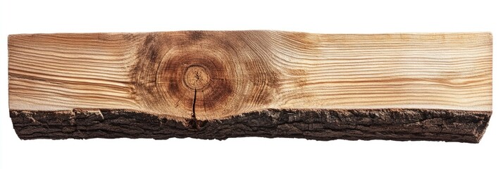 Isolated Oak Beam: Natural Wood Texture on Clean White Background