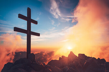 Sunset Over Krivan in the High Tatras, Featuring the Double Cross on Slovakia&rsquo;s Iconic Mountain, a Majestic Symbol of the Nation