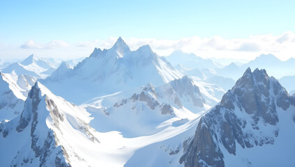 Obraz premium Majestic Snow-Capped Peaks Under a Golden Sky