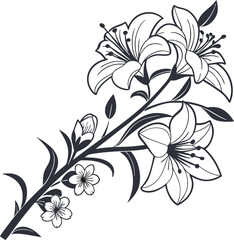 Abstract Floral Corner Silhouettes - Vector Illustration ,Art & Illustration