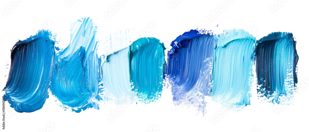 Poster a collection of aqua paintbrush isolated transparent background