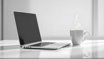 Laptop and coffee cup