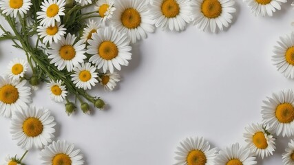 Obraz premium Creative flat lay of chamomile and daisy buds