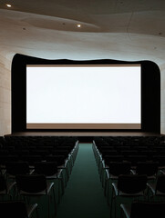 Fototapeta premium Grand Indoor Conference Hall with Minimalist Design and Large Projection Screen