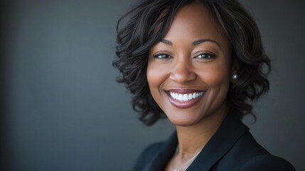 Fototapeta premium Confident Female Manager: Bright Portrait of a Smiling Businesswoman in Professional Attire at Office
